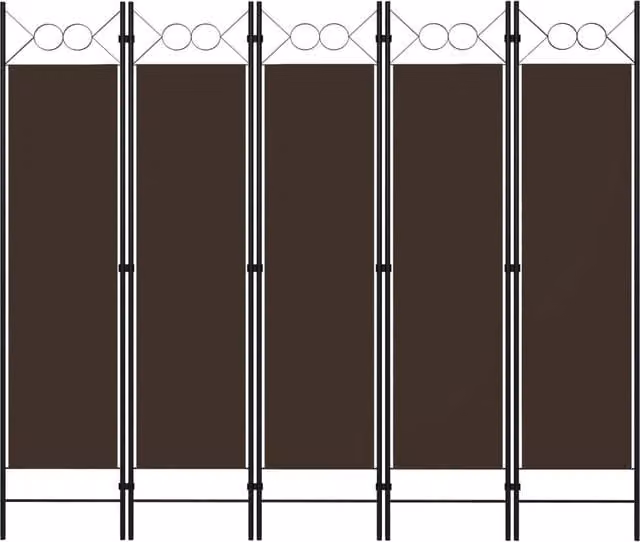 Berkfield Home 5-Panel Modern Room Divider in Brown, W/H: 200 x 180 cm – 1