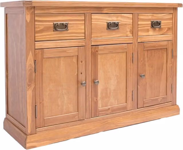 Cabinet Bits Tirolo Lacquered 3 Door 3 Drawer Sideboard in Brown with Brass Drop Handles – 1