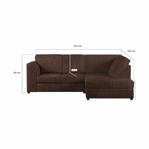 SOFASELECTION UK 4 Seater Right Hand Facing Corner Sofa in Brown Jumbo Cord Fabric – 3