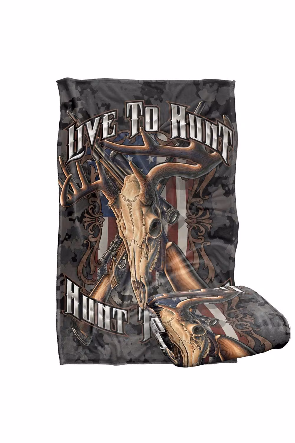 JQ Licensing Live To Hunt Deer Skull Super Soft Silky Touch Fleece Throw Blanket, W: 91 cm, D: 147 cm – 5