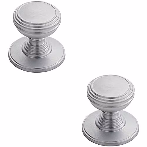 Loops 2 Pack Ringed Tiered Cupboard Door Knob, Satin Chrome, 30mm Diameter
