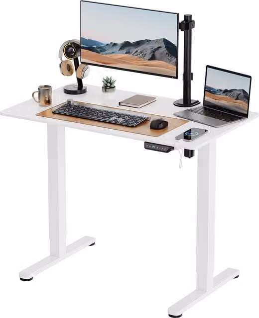 Vonhaus Height Adjustable Electric Computer Desk in White
