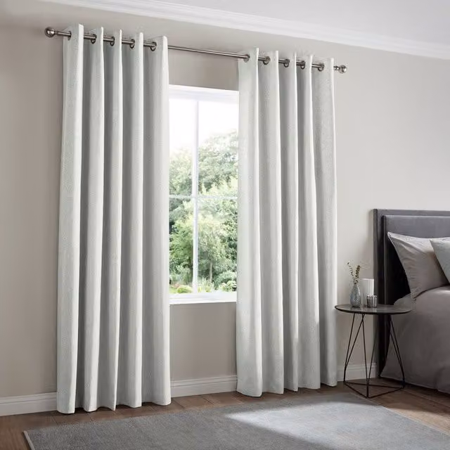 Simply Collection Toma Made to Measure Blackout Eyelet Curtain Panel in Duckegg Blue and White