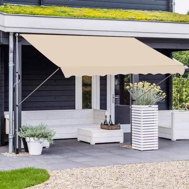 Outsunny Adjustable Floor-To-Ceiling Canopy in Beige and White with Aluminium Frame