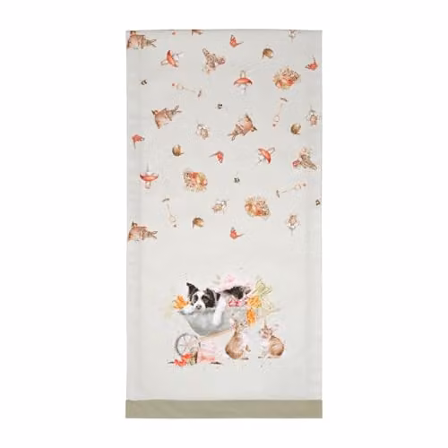 Wrendale Designs Garden Friends Cotton Table Runner in Green and Multicolour, W/D/H: 140 x 35 x 35 cm