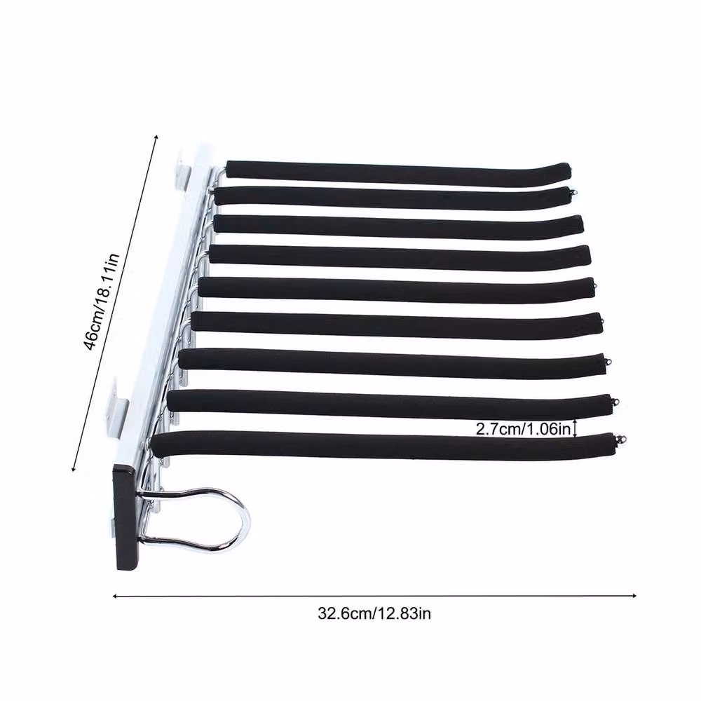 Ventryn Heavy Duty Pull Out Trouser Rail in Black Steel with Left Mounting – 2