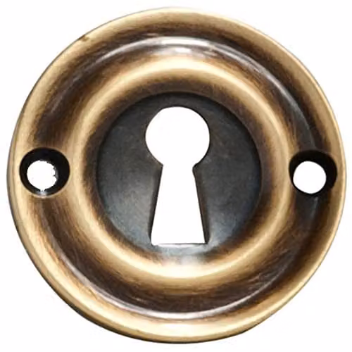 Loops 42mm Standard Keyhole Profile Escutcheon Rounded Ridge Plate in Polished Brass