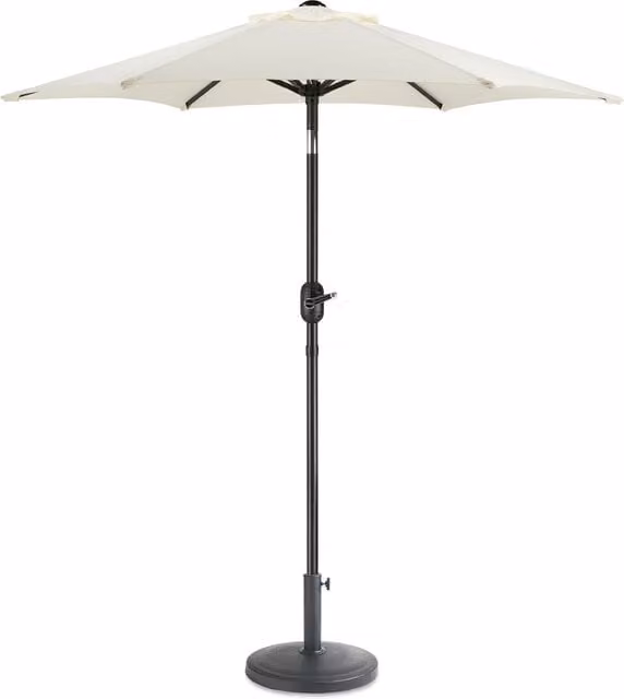 Vonhaus Garden Parasol 2m with 12kg Base Bundle, Ivory