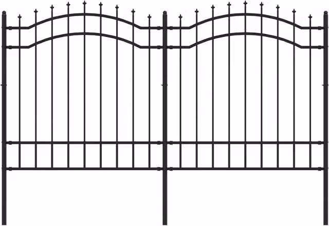 Berkfield Home Garden Fence with Spear Top in Black Powder-coated Steel, Height: 165 cm – 1