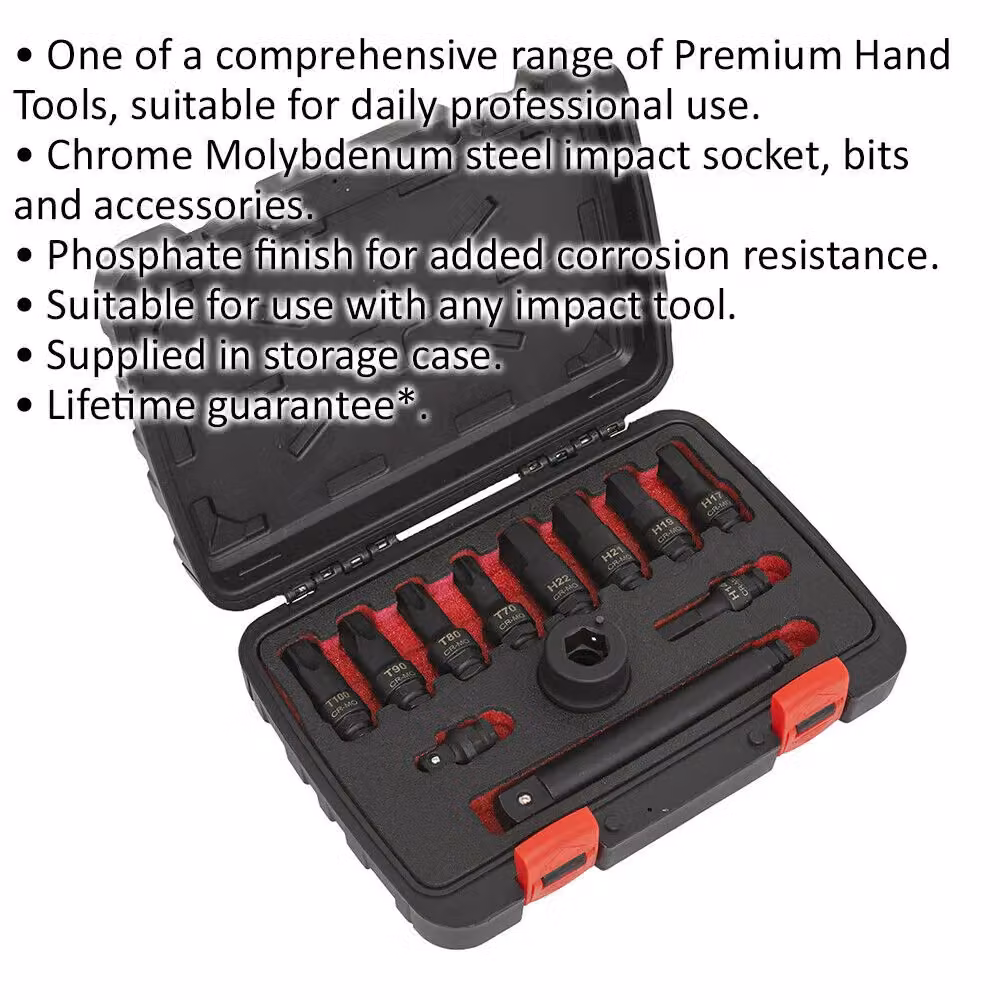 Loops 12 Pack Impact Socket Bit and Accessories Set, 3/4 Inch Square Drive, Chrome Molybdenum, Black and Multicolour – 2