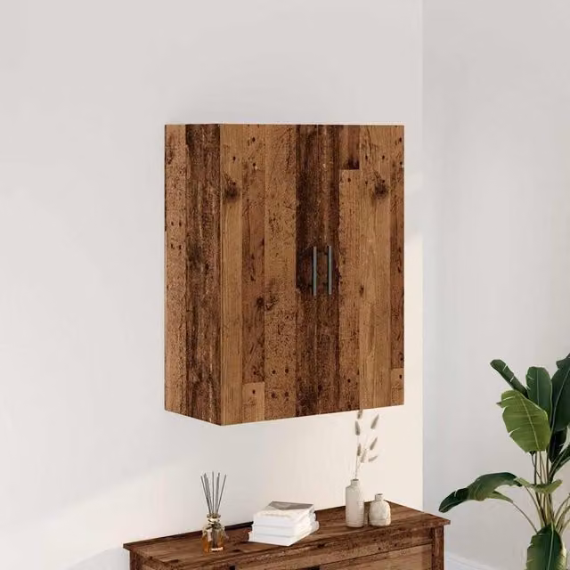 Berkfield Home Wall Mounted Rustic Cabinet in Old Wood Brown, W: 69.5 cm, D: 34 cm, H: 90 cm