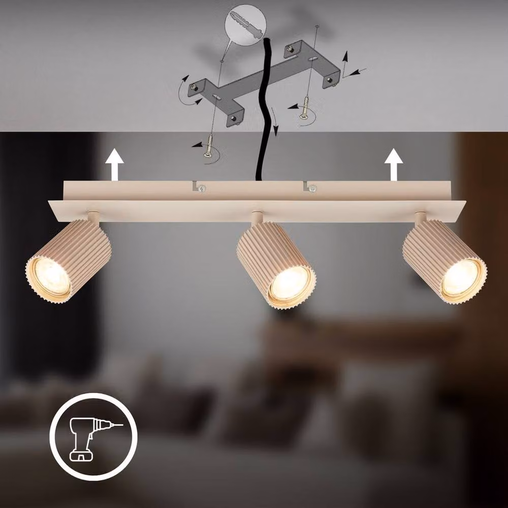 Briloner Beige 3 Light Adjustable Ceiling Spotlight for GU10 Bulbs – 3