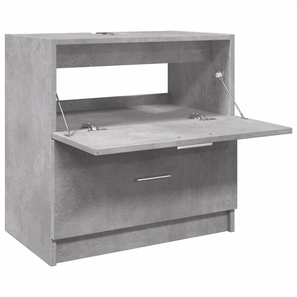 Berkfield Home Wall Mounted Bathroom Sink Cabinet in Concrete Grey, W/D/H: 59 x 37 x 59 cm – 2