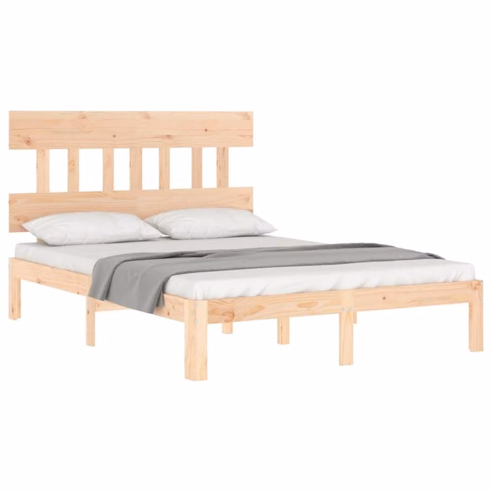 Berkfield Home Small Double Solid Wood Pine Bed Frame in Beige, 120 x 200 cm – 2