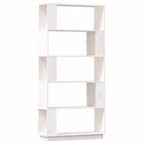 vidaXL White Solid Wood Pine Book Cabinet and Room Divider W/D/H: 80 x 25 x 163.5 cm