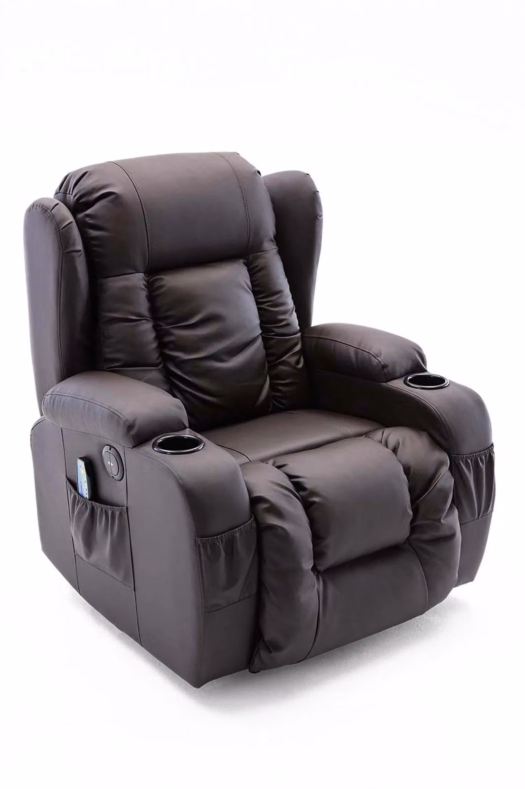 More4Homes Caesar Electric Bonded Leather Recliner Chair with Heat and Massage in Brown – 3