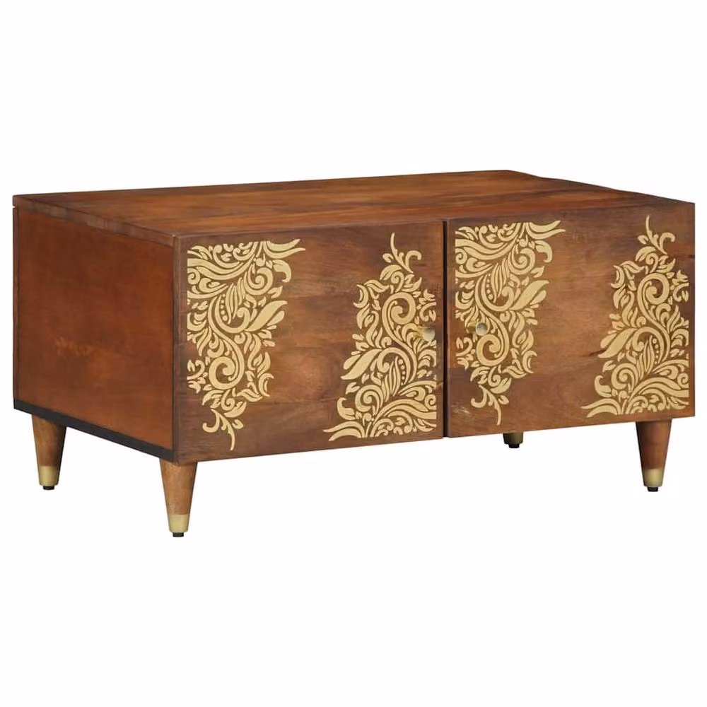 Berkfield Home Mango Wood Coffee Table in Brown, W: 80 cm, D: 50 cm, H: 40 cm – 2