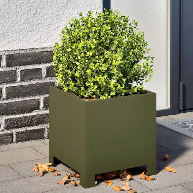 Berkfield Home Steel Garden Planter Tubs, 2 Pack, Green, W/D/H: 30 x 30 x 30 cm – 1