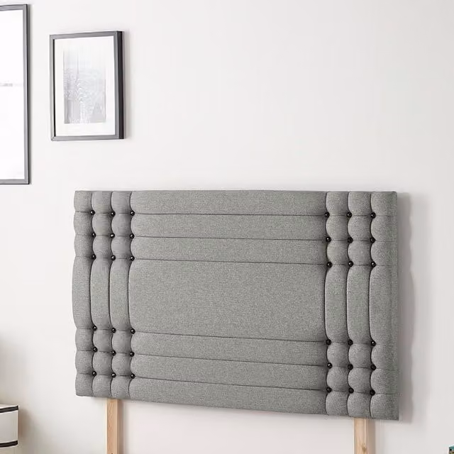 Somnior Beds Ltd Saville Linen Fabric Upholstered Divan Headboard, Silver, Superking