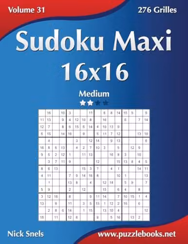 Createspace Sudoku Maxi 16x16 Medium Volume 31 Puzzle Book with 276 Grilles in Blue