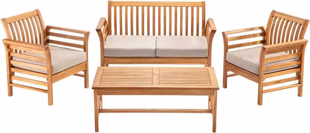 Garden Gear Acacia Wood Four-Seater Garden Sofa Set in Brown