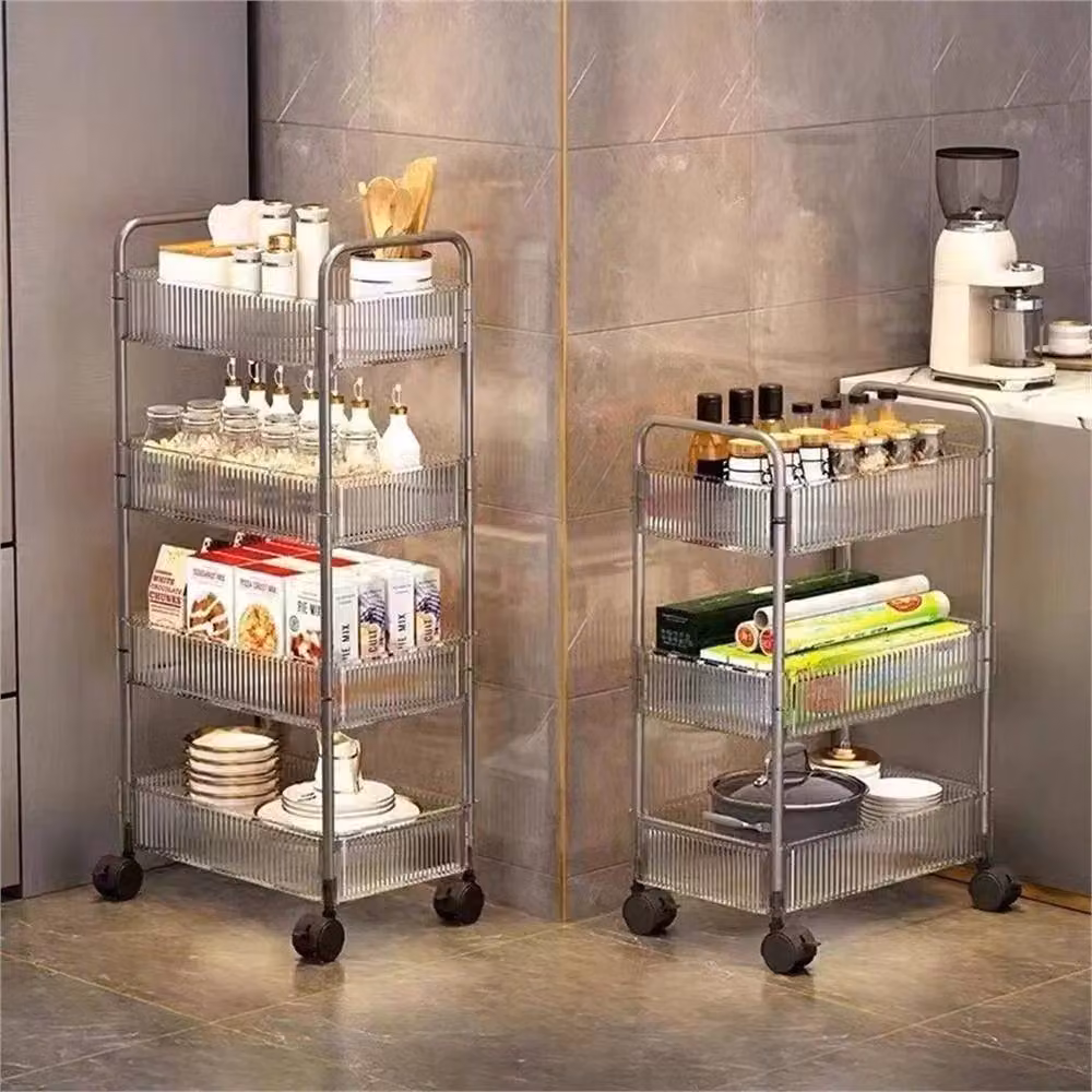 Nordara 3 Tier Acrylic Rolling Storage Trolley in Transparent Clear – 4