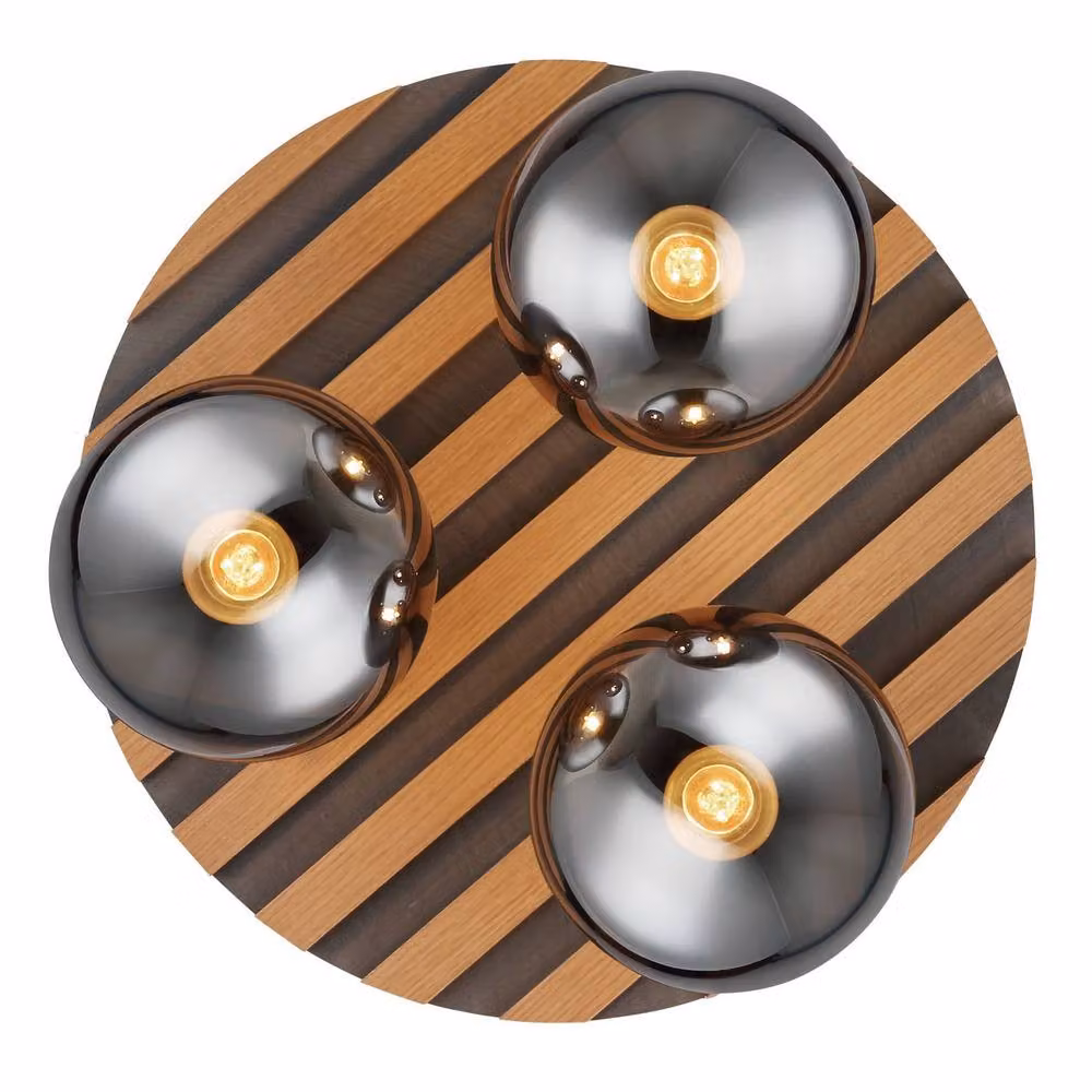 Netlighting Parsons Globe Ceiling Light in Matt Black with Smoke Glass and 3x E27 Sockets – 3