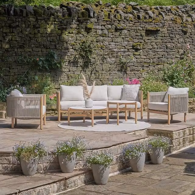 Marche Modern 4 Seater Outdoor Acacia Wood Dining Set in Grey