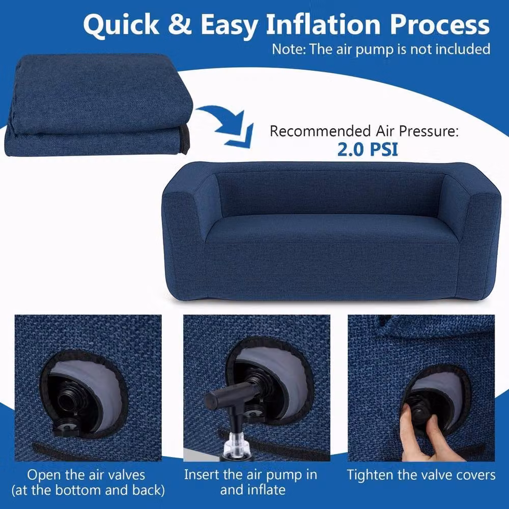 Kelvenix Double Inflatable Portable Blow Up Couch in Blue, W/D/H: 184 x 67 x 42 cm – 4