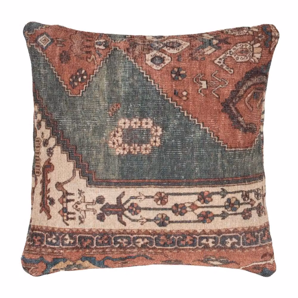 Kukoon Terracotta and Beige Traditional Medallion Washable Cotton Square Cushion, W x W: 50 x 50 cm – 2