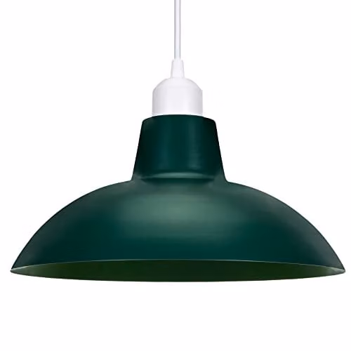 Happy Homewares Industrial Retro Matt Green Metal Dome Ceiling Pendant Light Shade, Diameter: 29 cm – 1