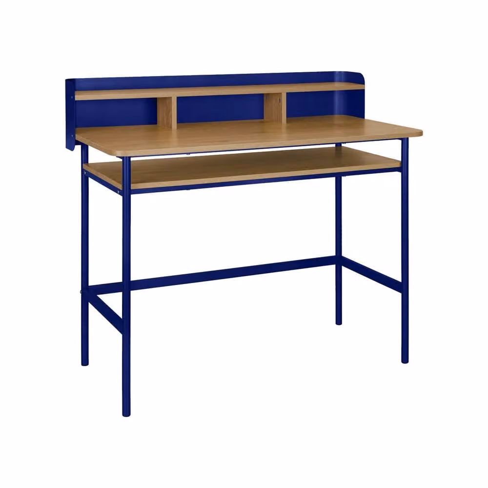 sweeek Modern Blue Metal and MDF Writing Desk with 3 Niches – 2