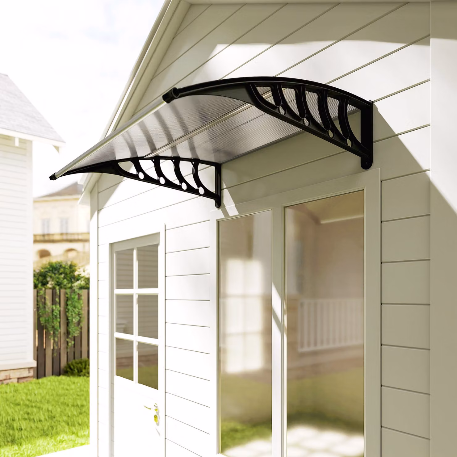Outsunny Wall-Mounted Front Door Canopy and Outdoor Awning, Transparent, W: 103 cm, D: 96.5 cm – 6