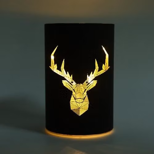 Shatchi Black and Gold Etched Glass Cylinder LED Table Lamp, Height: 17 cm – 3