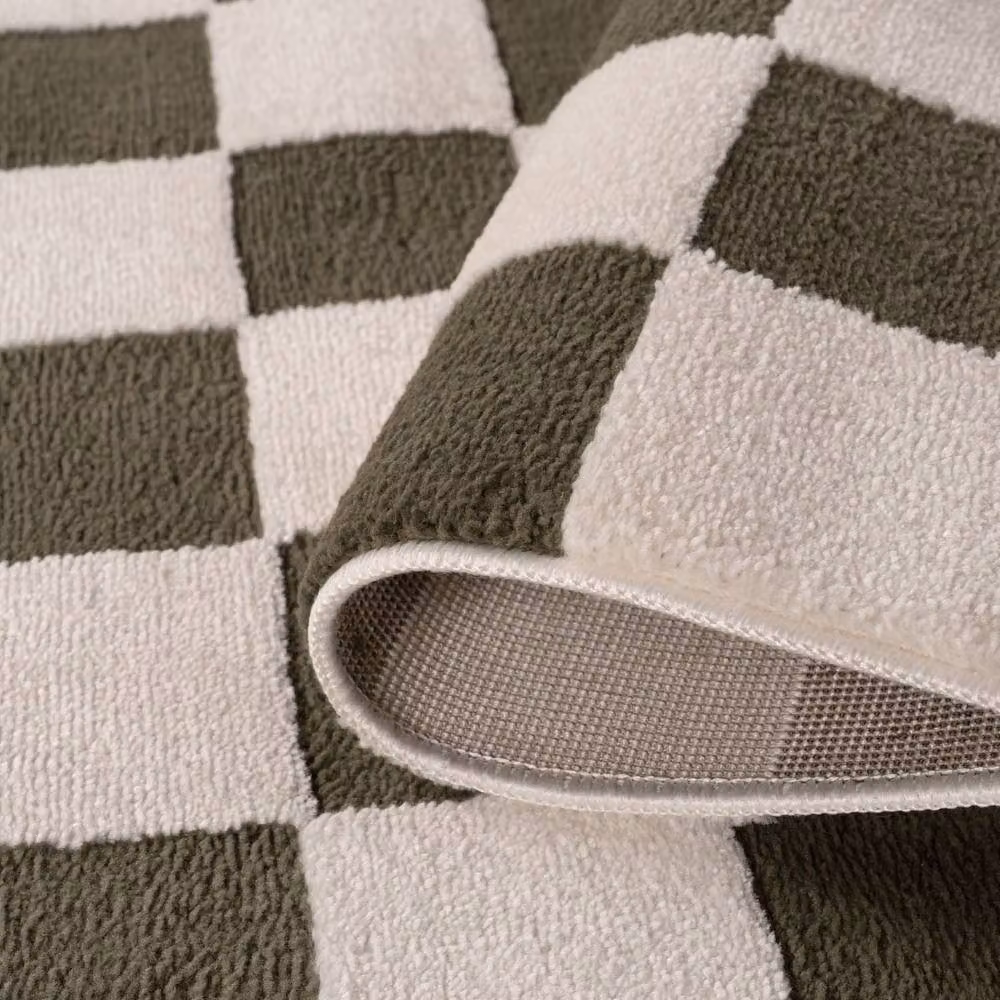 THE RUGS Loft Checkered Soft Pile Area Rug, Green, W: 120 cm, D: 170 cm – 5