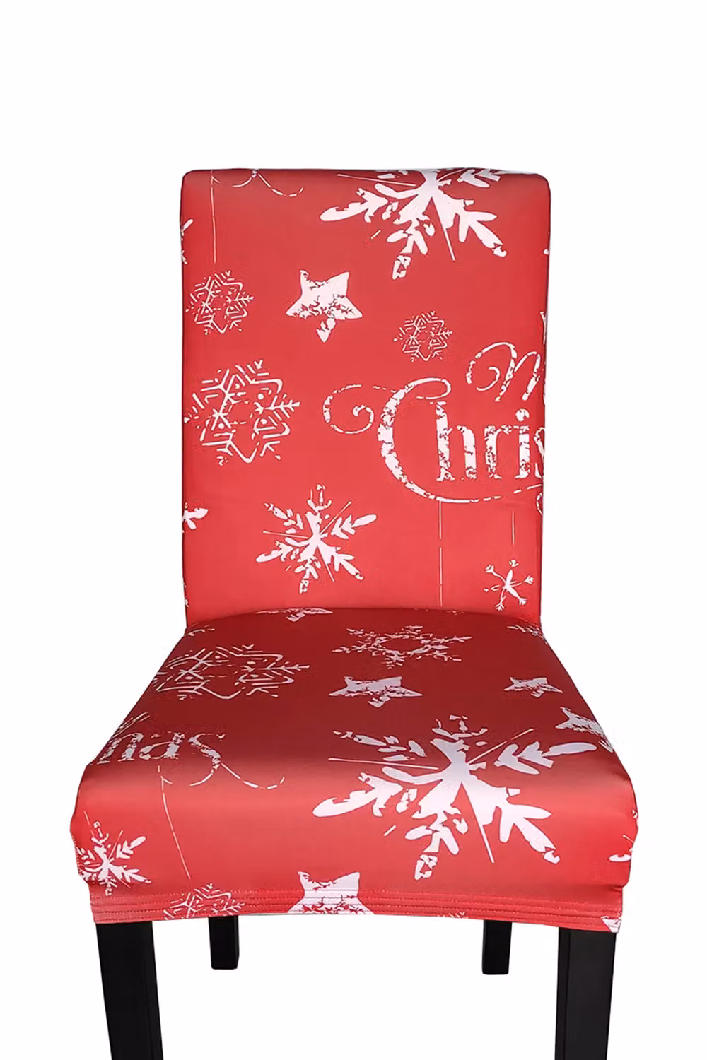 Neel Blue Short Spandex Dining Chair Slipcover with Red Stars and Snowflakes – 2