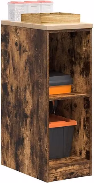 Berkfield Home Garage Storage Cabinet in Smoked Oak Brown, Solid Wood Pine, W/D/H: 30 x 51 x 85 cm – 1