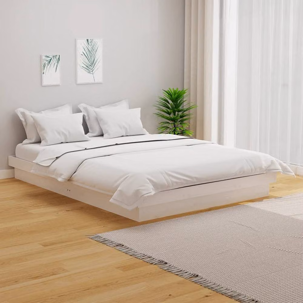 Berkfield Home White Solid Pine Bed Frame, W/D/H: 120 x 200 cm – 2