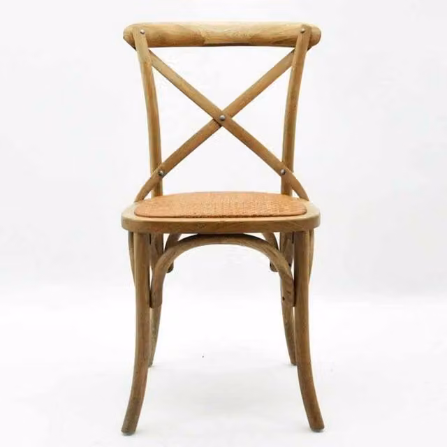 Minster French Cross Back Dining Chair in Brown Wood, W: 49 cm, D: 46 cm, H: 88 cm – 1