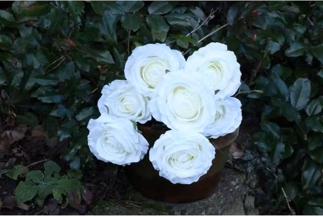 KDMD Ivory Rose Bunch Artificial White Wedding Flowers – 1