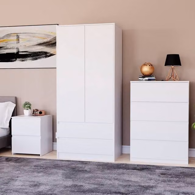 Vida Designs Modern White MDF Bedroom Set