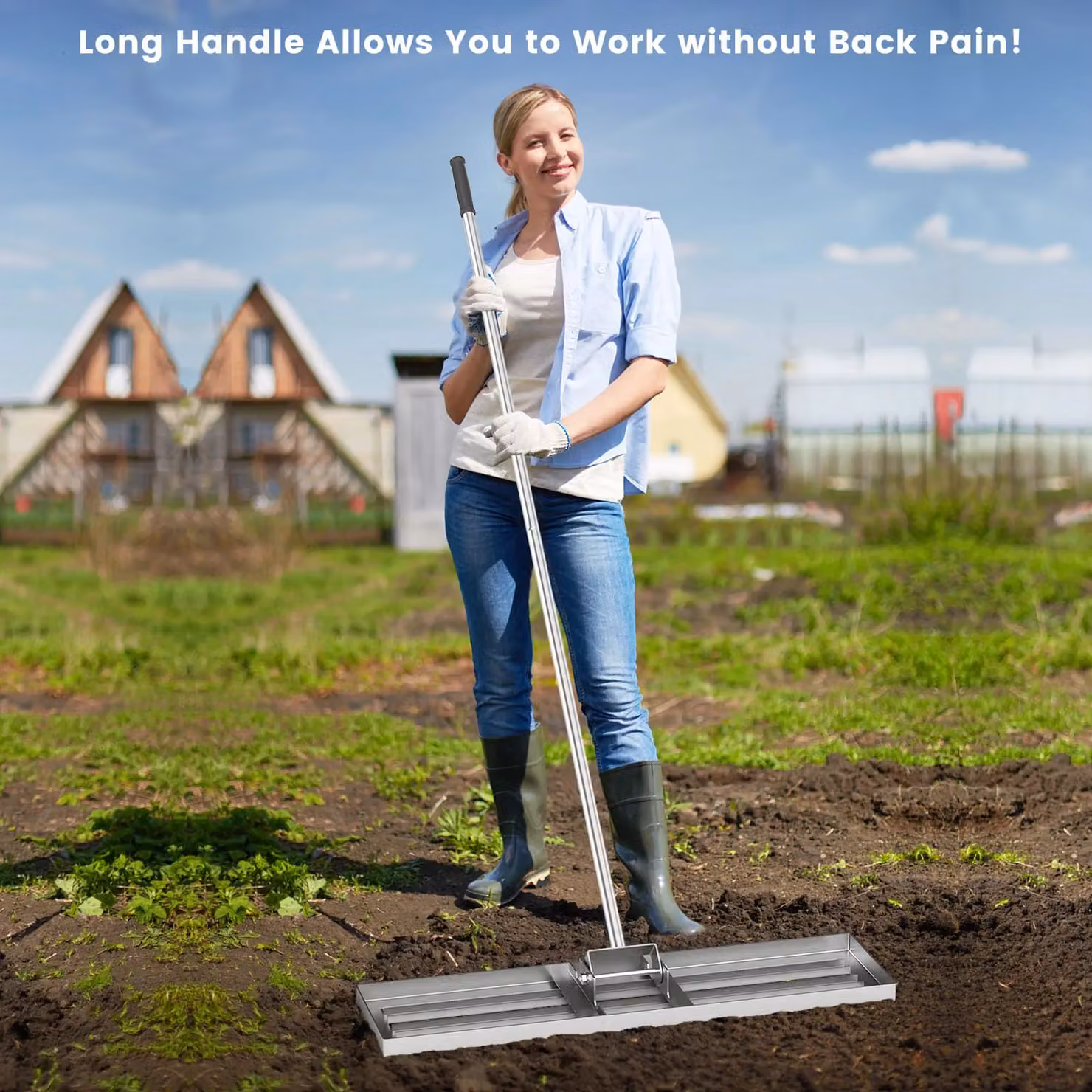Gymax Heavy Duty Lawn Leveling Rake in Silver – 6