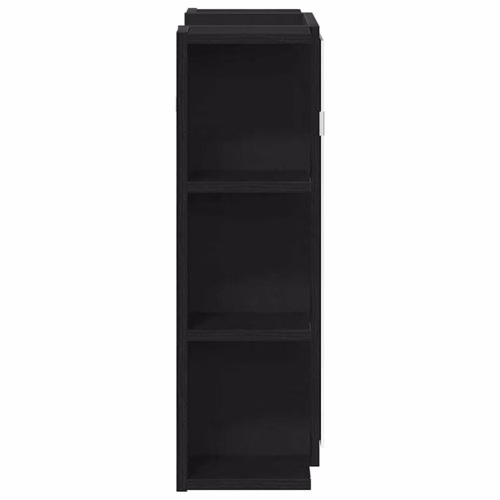 Berkfield Home Black Oak Solid Wood Compact Wall Mounted Mirror Cabinet – 7