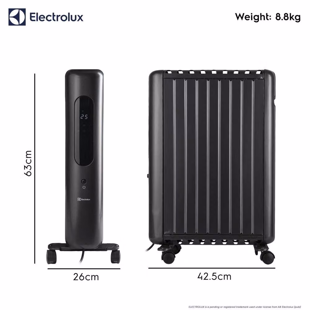 Electrolux 2500W Digital Oil Filled Radiator in Grey – 4