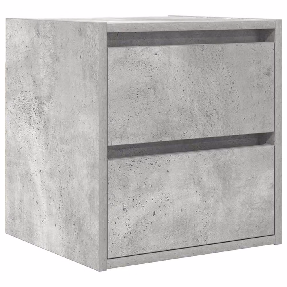 Berkfield Home Durable Wall-mounted Bedside Cabinets, 2 Pack, Concrete Grey, W/D/H: 38 x 34 x 40 cm – 2