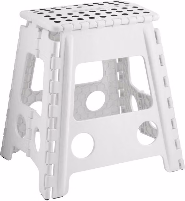 MantraRaj Foldable Plastic Step Stool in White