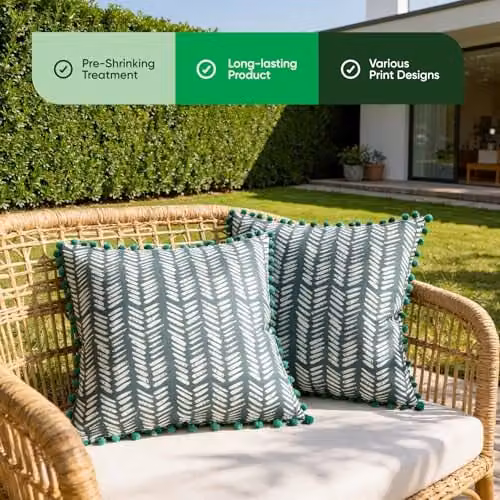 Gardenwize Pack of 2 Square Outdoor Floral Scatter Cushions in Turquoise and Green – 6