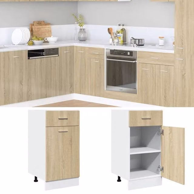 Berkfield Home Lyon Sonoma Oak Drawer Bottom Cabinet, Brown, W: 40 cm, D: 46 cm, H: 81.5 cm