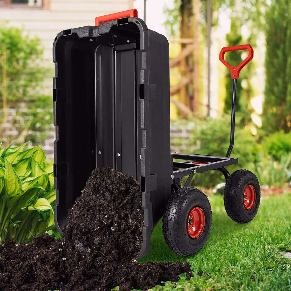 VOGREX Black Heavy Duty Poly Garden Dump Cart – 3