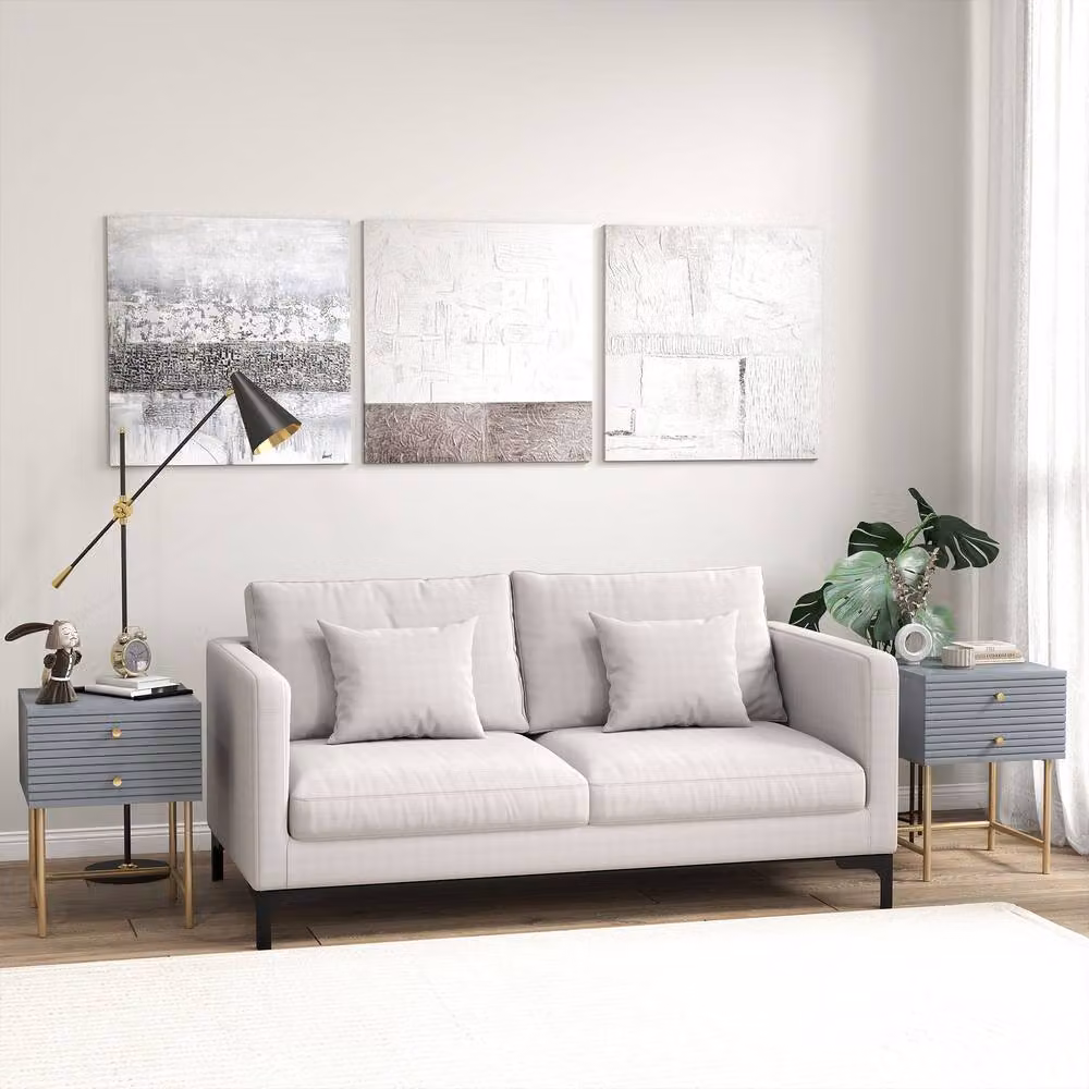 ERGOVEXA Set of Two Modern Grey and Gold Bedside Tables with Drawers, W/D/H: 40 x 37 x 54.5 cm – 4